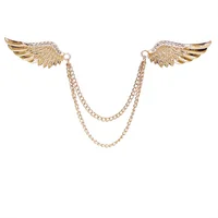 

New environmentally friendly zinc alloy plating gold high-grade chain wings brooch for men