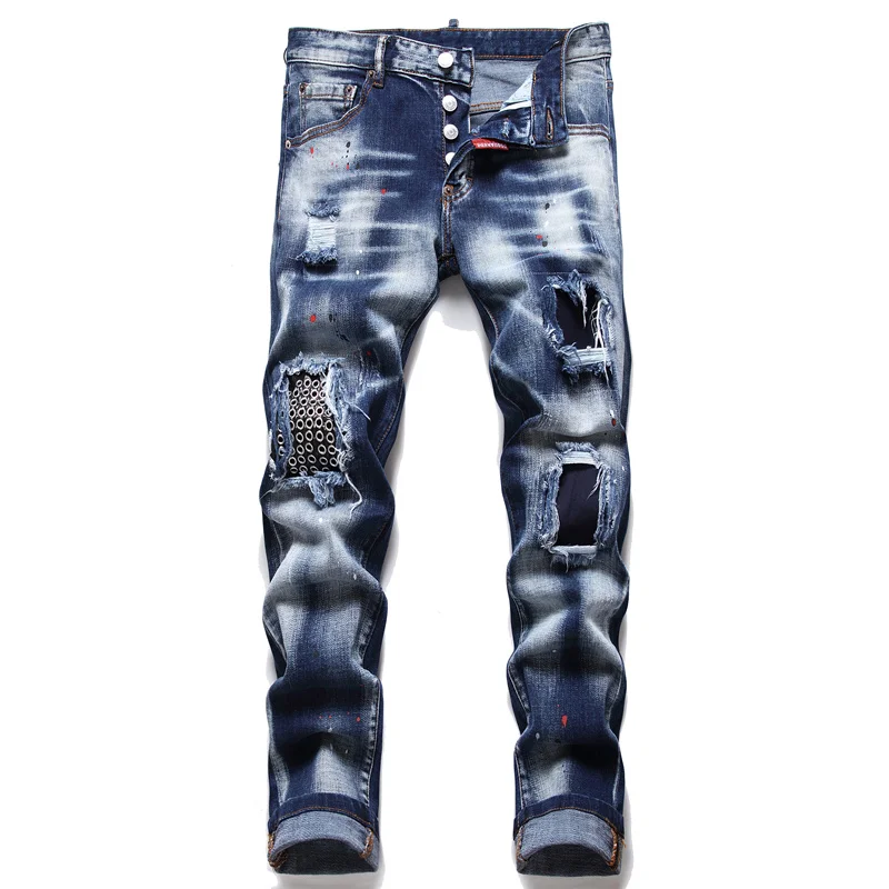 

AIPA New Fashion Men's Ripped With Spandex Blue Jeans Pants High Quality Unique Style Men's Jeans Amirys Jeans, Customized color