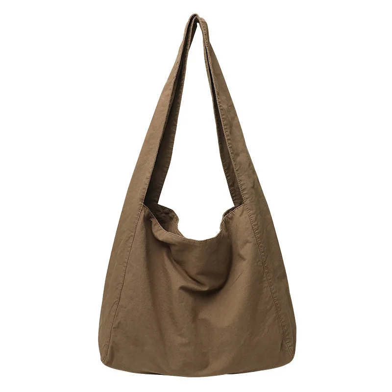 

Heavy Duty Canvas Tote Bag High Capacity Women Handbags Retro Ladies Shoulder Bags with Wide Shoulder Strap, Brown