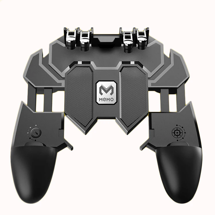 

AK66 Six Finger All-in-One Mobile Game Controller Free Fire Key Button Joystick Gamepad L1 R1 Trigger for PUBG, Black