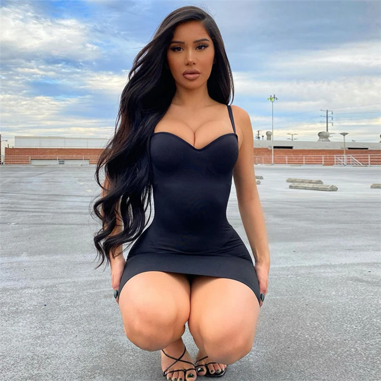 

wholesale women dresses casual black slip summer dress 2021