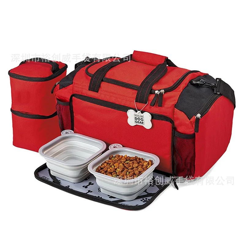 

New coming weekend dog travel bag tote organizer bag for pets travel food bag Includes 2X food storage, Customized color