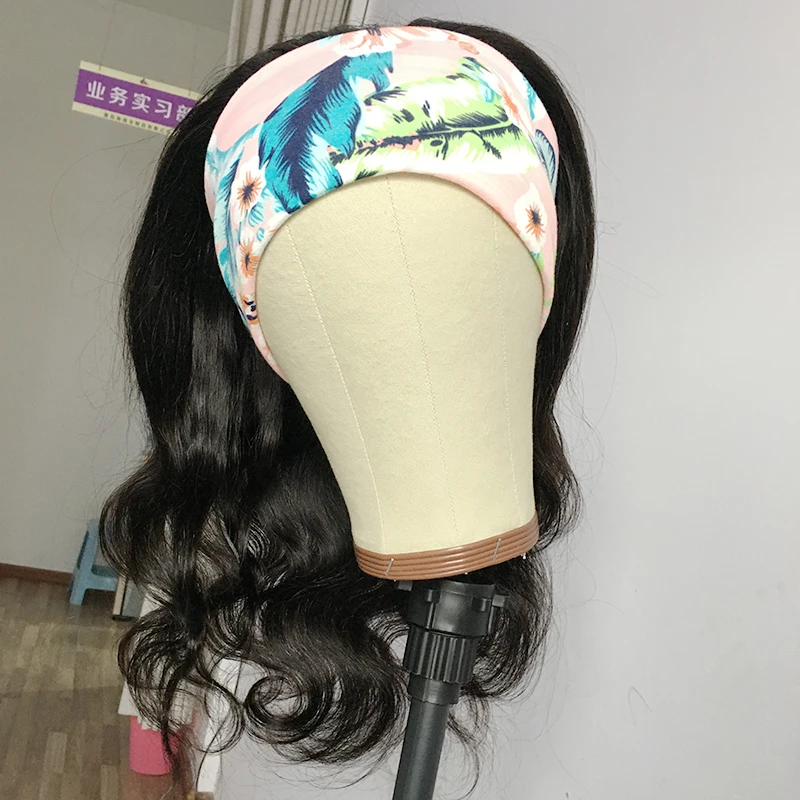 

Flash Sales Live Show Virgin human hair 18 inch Body Wave Headband Wig