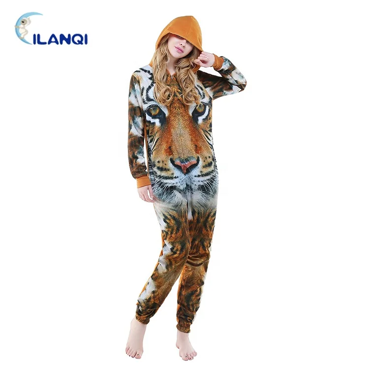 

One Piece Custom Tight Print Adult Women Pajamas Onesie With High Quality