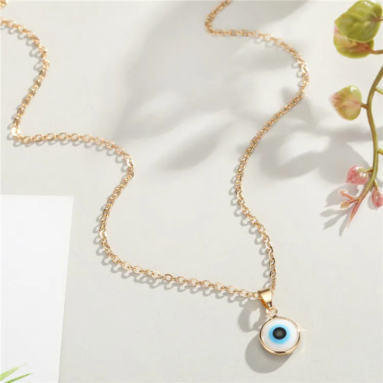 

New All-Match Edging Eye Necklace Ladies Foreign Trade Item Ornaments Turkish Blue Eye Pendant Necklace, Picture shows