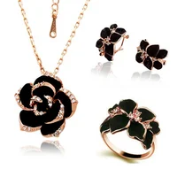 

Fashion Flower Rose Gold Color Bridal Jewelry Sets for Women Wedding