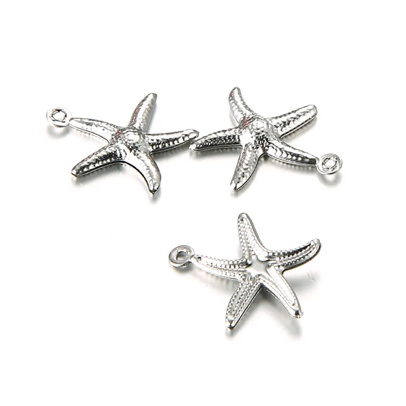 

Hobbyworker 2022 New 12mm 20mm with Stainless Steel Starfish Charm Pendant for Handmade Necklace Bracelet Jewelry Making P0001, Photo