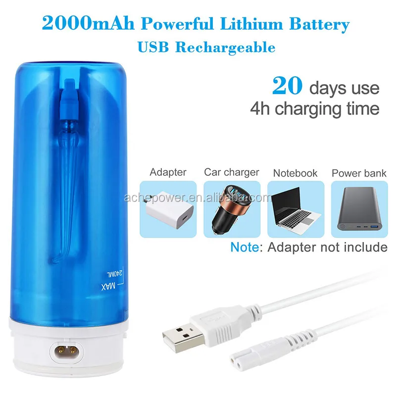 Cordless Aquapik Oral irrigator Water Flosser with Collapsible Design for Travel 4 Modes Include Sinus Rinse