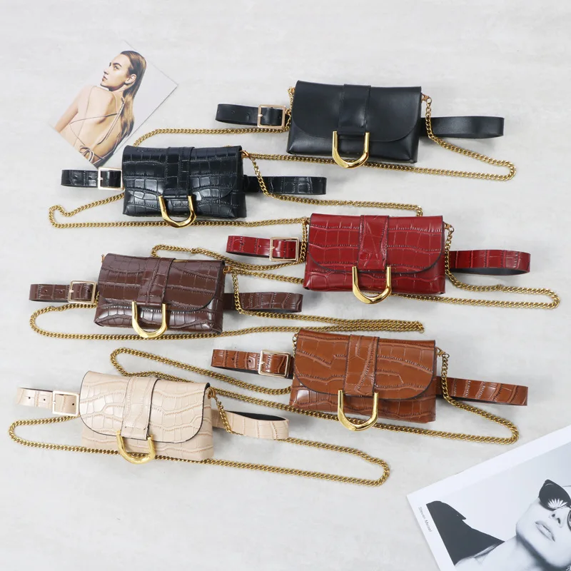 

Ins Famous Brand Designer Alligator Pattern Women Fanny Packs with Chain