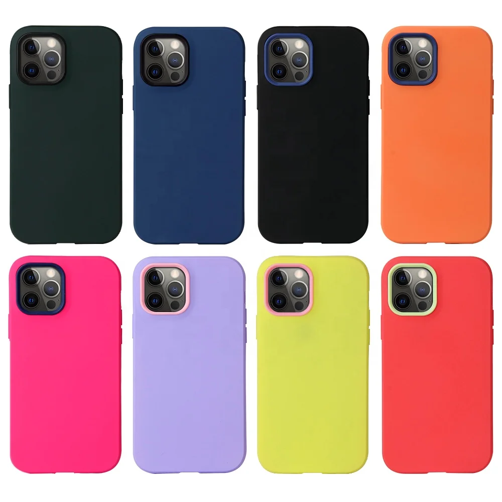 

360 Full Protection Cellphone Case 2 In 1 Liquid Silicone Anti Shock Mobile Phone Cover For iPhone 12 Pro Max/12 Mini, Multi
