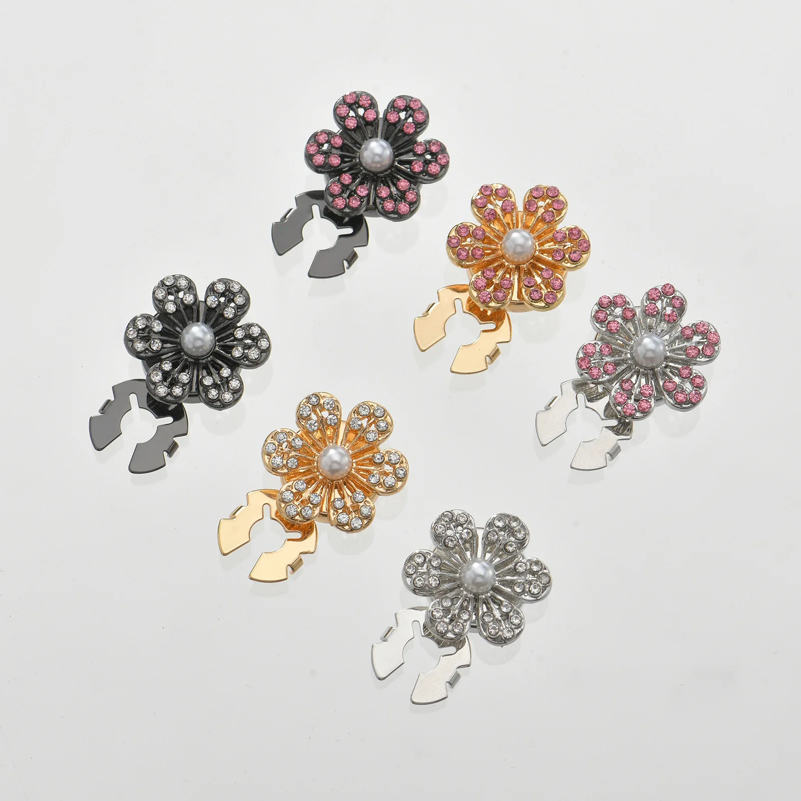 JFRB125 Rhinestone Floral Button Cover Elegant Cufflinks Fashion Jewelry Button Covers For Women Shirts