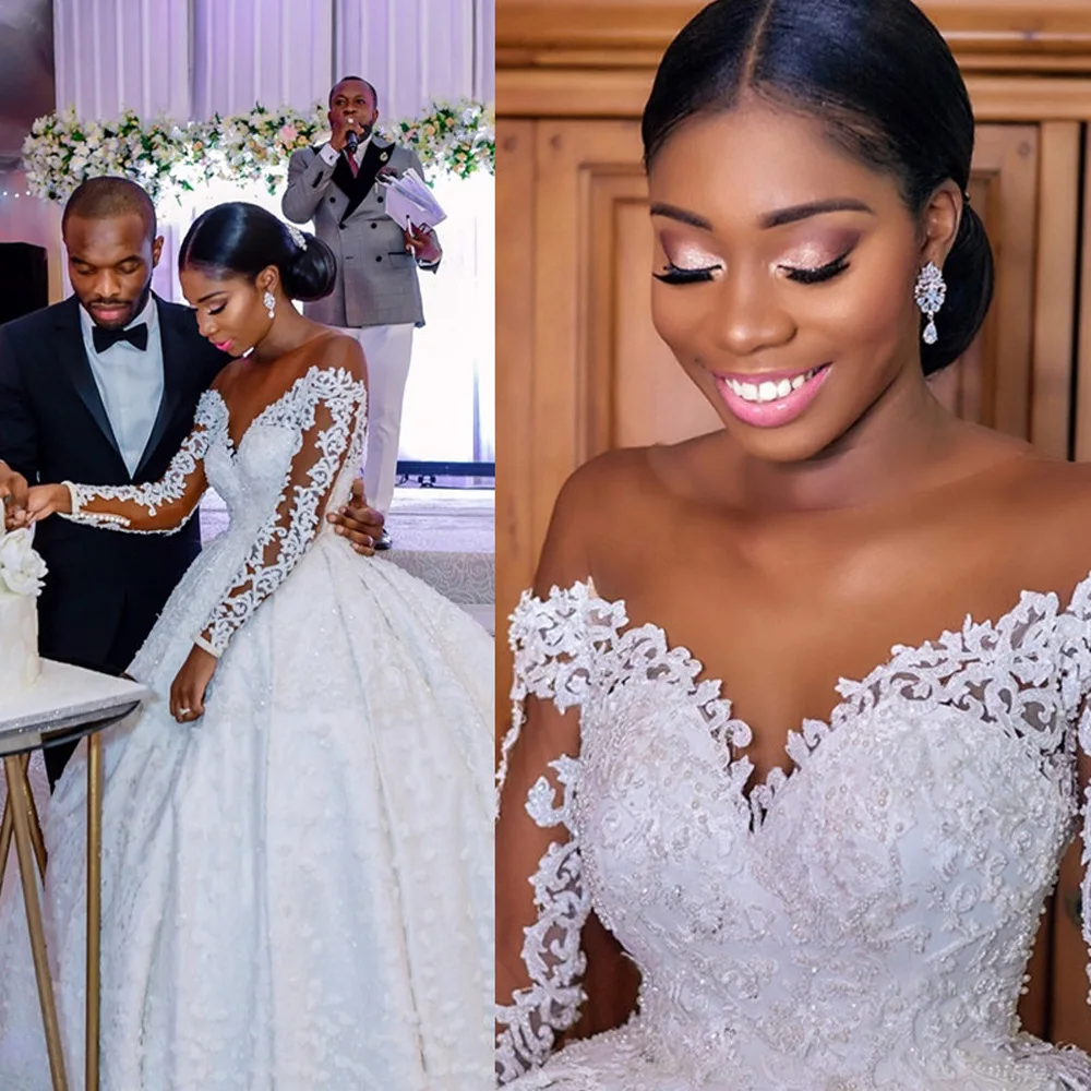 

New Large Size Wedding Dress off-shoulder Shoulders Lace One-Shoulder gown bride Wedding dress Party Long