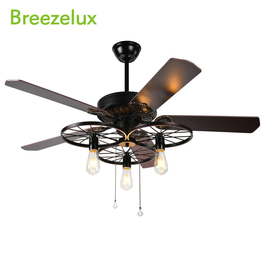 Ventilateur de plafond Retro de luxe avec la lumière et de contrôle de la chaîne de traction Ventilateur de plafond Retro de luxe avec la lumière et de contrôle de la chaîne de traction