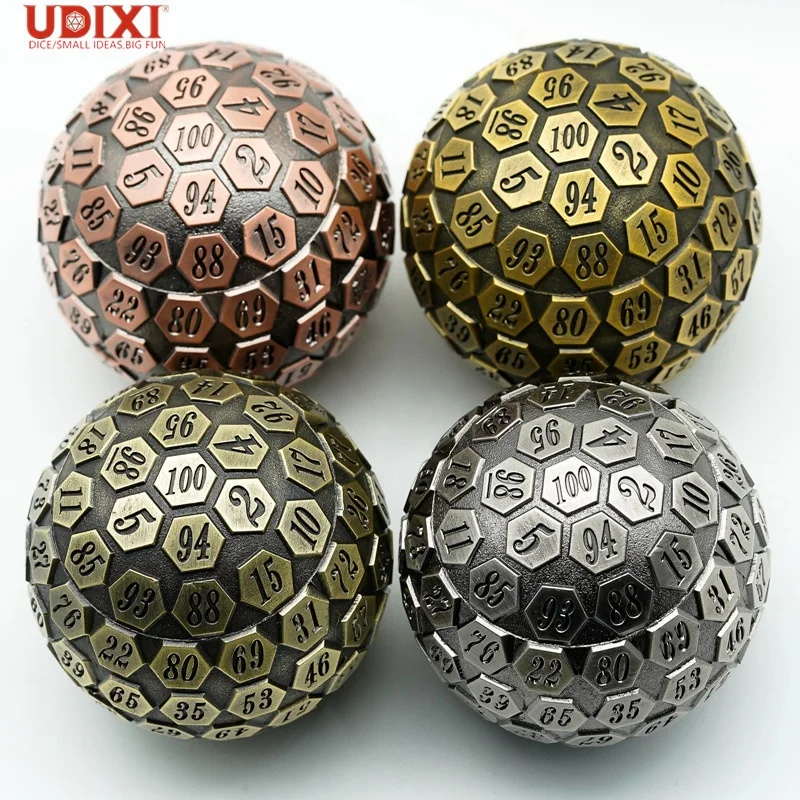

Udixi Plated Ancient Metal D100 100 sides Spherical Dice Customized Hot Sale wholesale High Quality Gambling Casinos Dice, Multi-colors