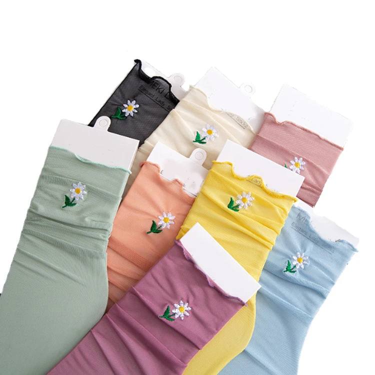 

Summer Lace Transparent Slouch Socks For Women Korean Ultra Thin Loose Socks With Embroidery, Picture