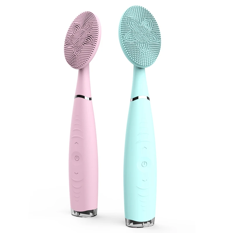 

2021 Beauty Trending Electric Hand-held USB Rechargeable Wireless Waterproof Ultrasonic Face Cleansing brush for home use, Pink, blue