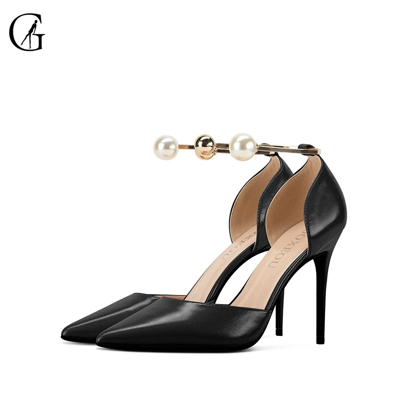 

Goxeou Designer Women High Heels Pumps Multifunctional Shoes Metal Anklet Ankle Strap Lace-up Stiletto Versatile Ladies Shoes