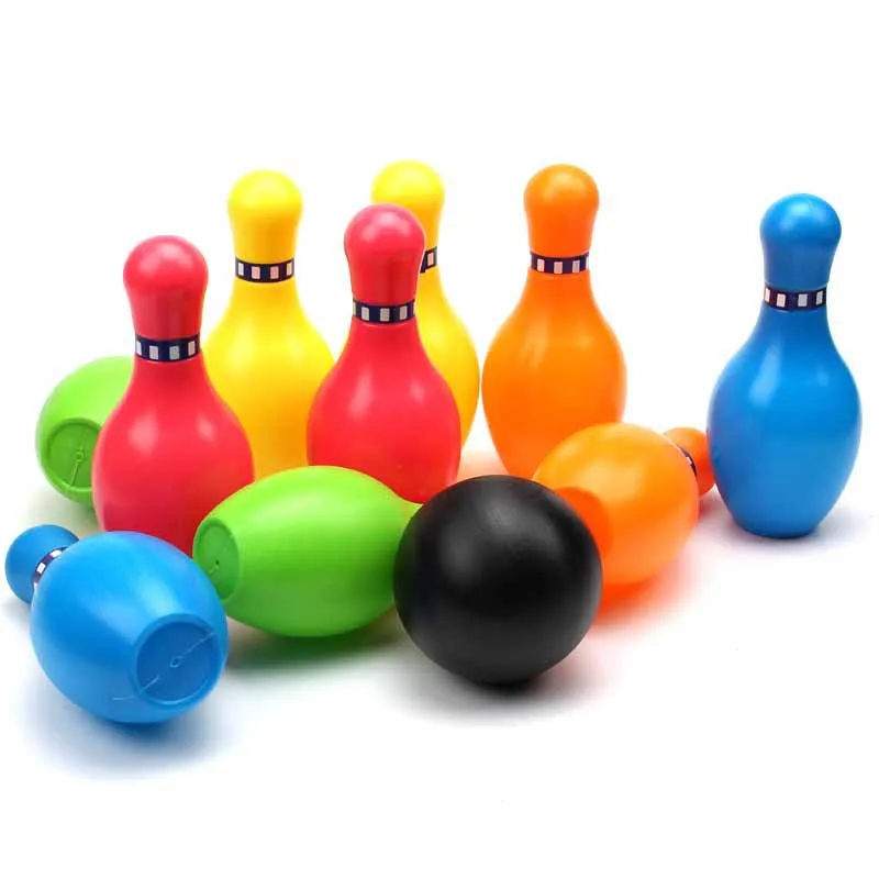TOYANDONA 12Pcs Bowling Pins Ball Toys Small Plastics Practical Durable Bowling Set Fun Indoor Family Games with 10 Mini Pins and 2 Balls Educational Toy Easter Gifts for Baby Kids Toddlers Boys Girls