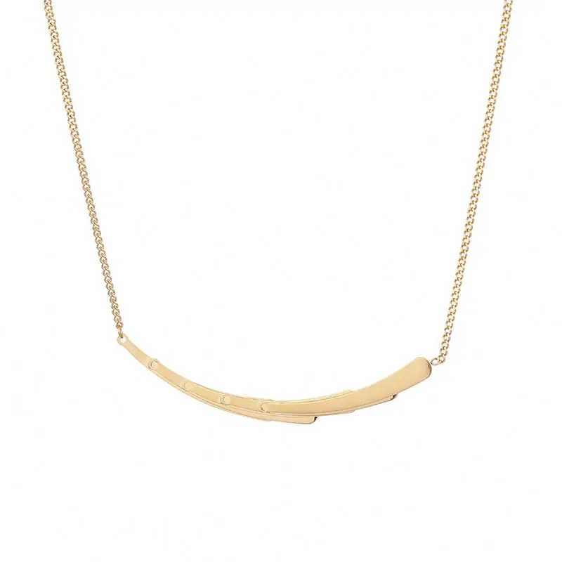 

High Quality Jewelry Stainless Steel Feather Pendant Gold Filled Minimalist Golden Necklace Women, Gold color