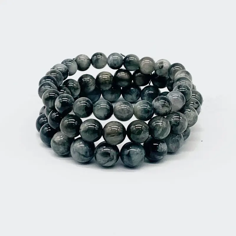 

Natural Stone Bead Bracelet Hawk Eye Gray Eagle Stone Bangle for Men 8 mm 10 mm 12 mm 14 mm