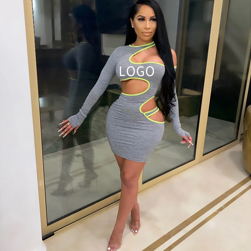 

Fashion Women Clothes 2021 Casual Dress Women Autumn Long Sleeve Hollow Dress