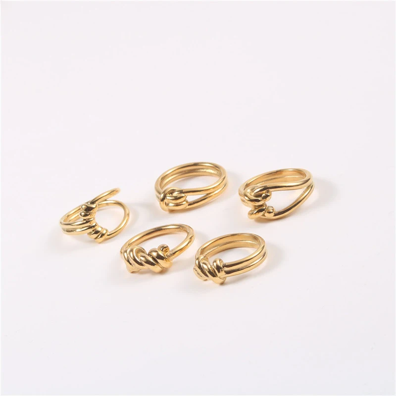 

Free Shipping's Items For Women Minimalist Waterproof Non Tarnish free Stainless Steel Gold Plated Knotted Twisted Rope Ring