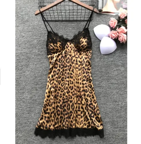 

sfy1147 cheap Sexy leopard print braces skirt sleepwear short skirt slip dress pajamas for ladies