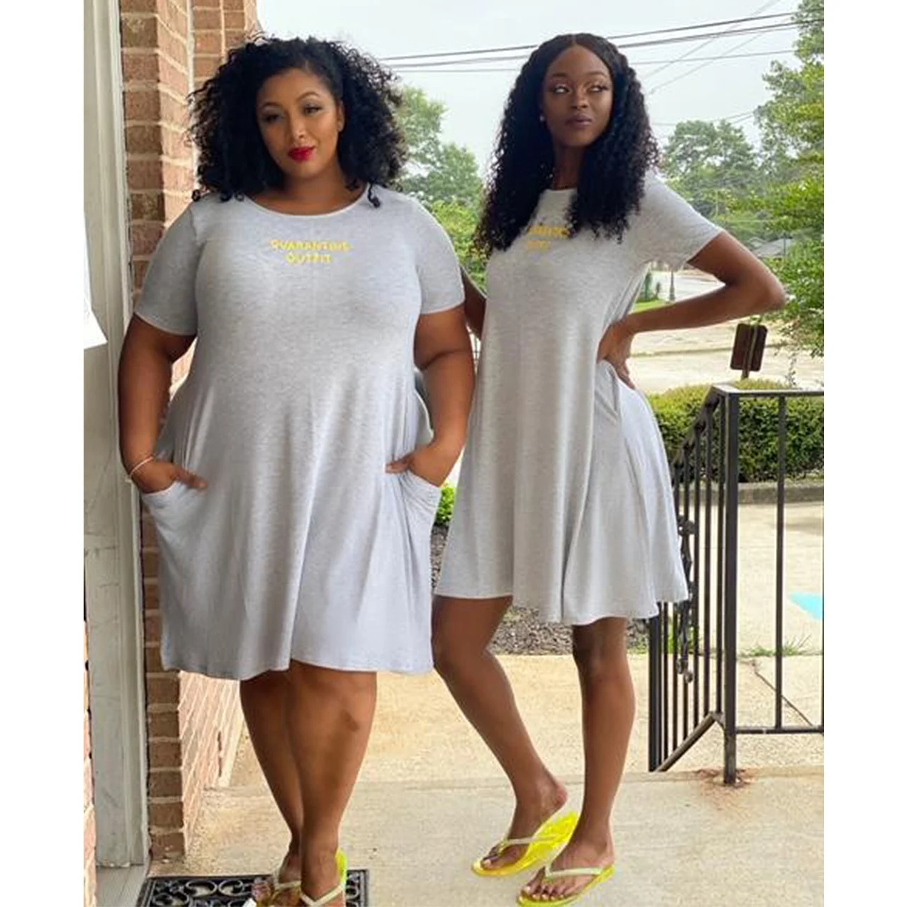 

Letter Pattern With Pockets Round Neck T-shirt Mid Knee Length Plus Size 5XL Women Clothing