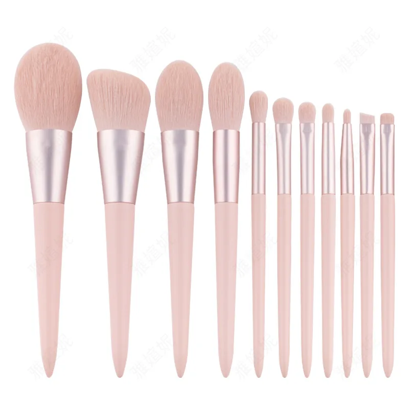 

11Pcs Pink Makeup Brush Set Eye Shadow Blending Eyeliner Foundation Brushes Portable Soft Hair Makeup Brushes Set, Candy color