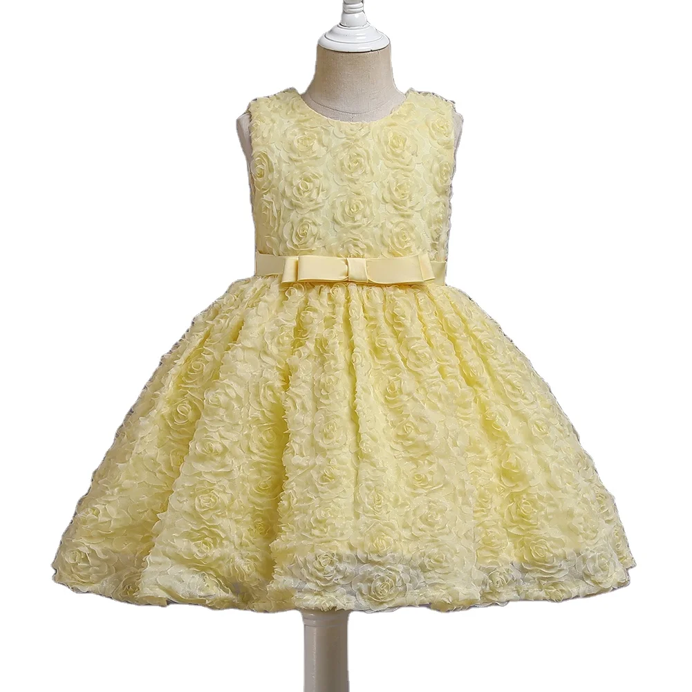 

Western Rose Pattern Design Girl Wedding Dress Baby Girl Princess Party Dresses For 2 Years Old Birthday Flower Girl Dress