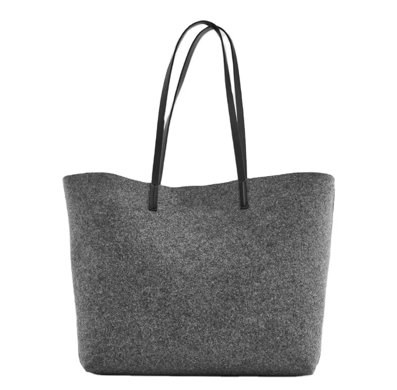 

Women's bag grey large felt shoulder shopping bag, Grey or customed