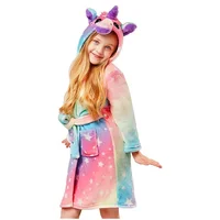 

Cynthia 2019 Popular Kids Robe Unicorn Bathrobe Hooded Robe Sleepwear Boys Girls Fleece Robe