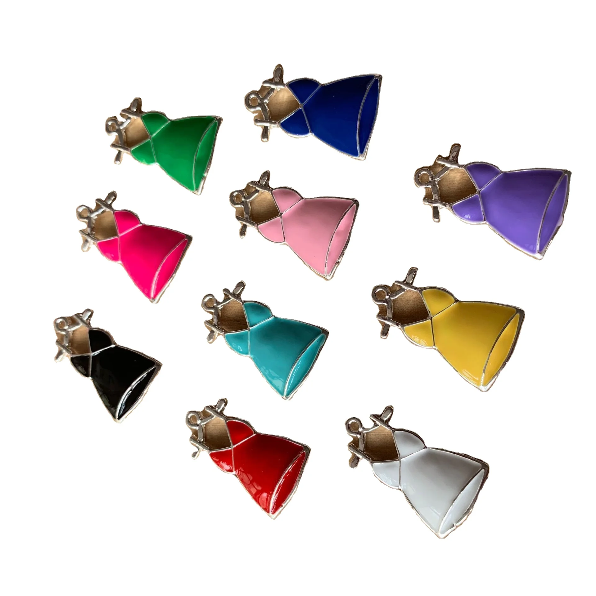 

fashion lady skirt dress silver charms girly color enamel alloy metal charms for bracelets DIY silver charms bangle accessories