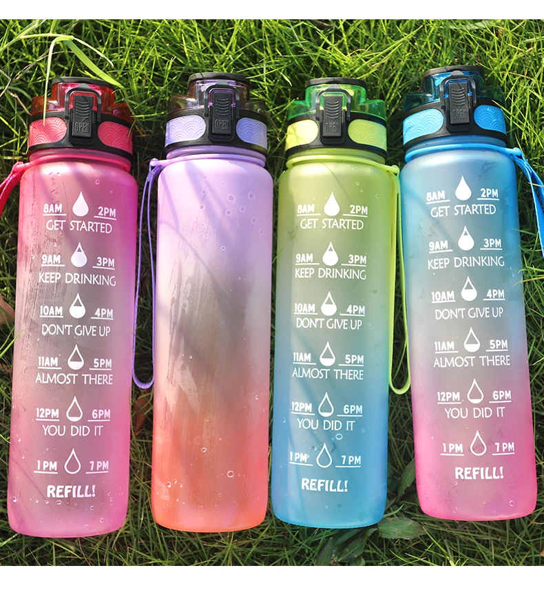 

1000ml Sports Water Bottles With Custom Logo BPA Free Tritan Plastic Sports Water bottle Custom Water Bottles, Blue grey orange green