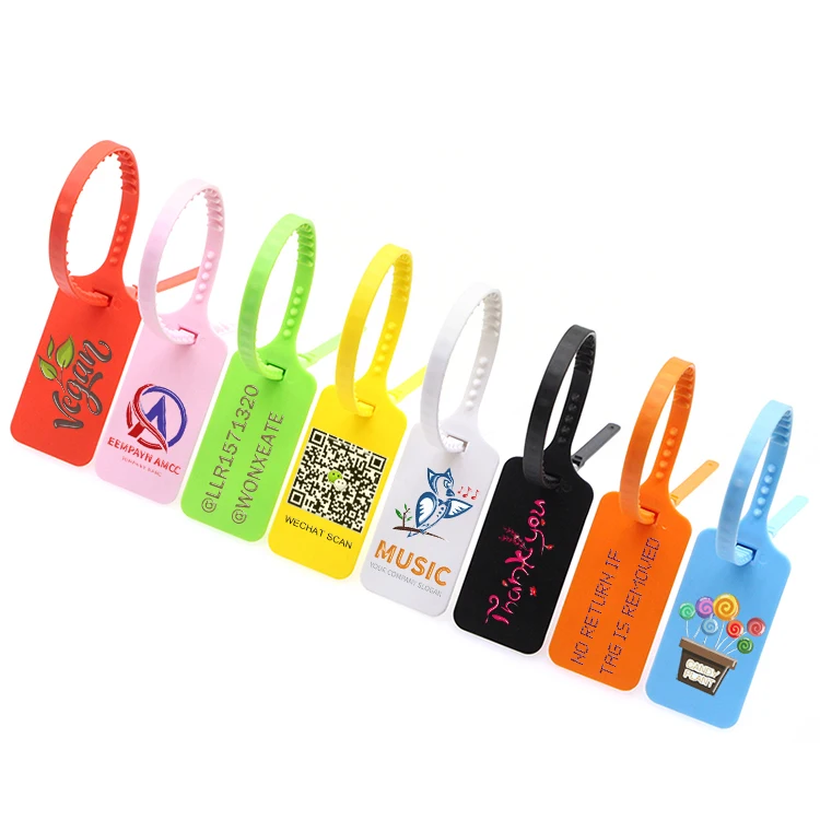 

Factory customized high quality design plastic tag clothes and shoes special seal label custom brand logo