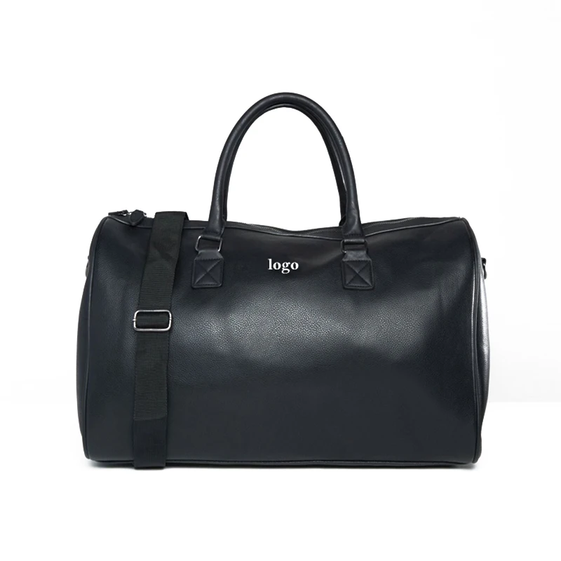 

2019 Hot Sell Custom Logo Fashion Black Large Capacity Weekender PU Leather Men Travel Duffle Bag For Women, Customized color