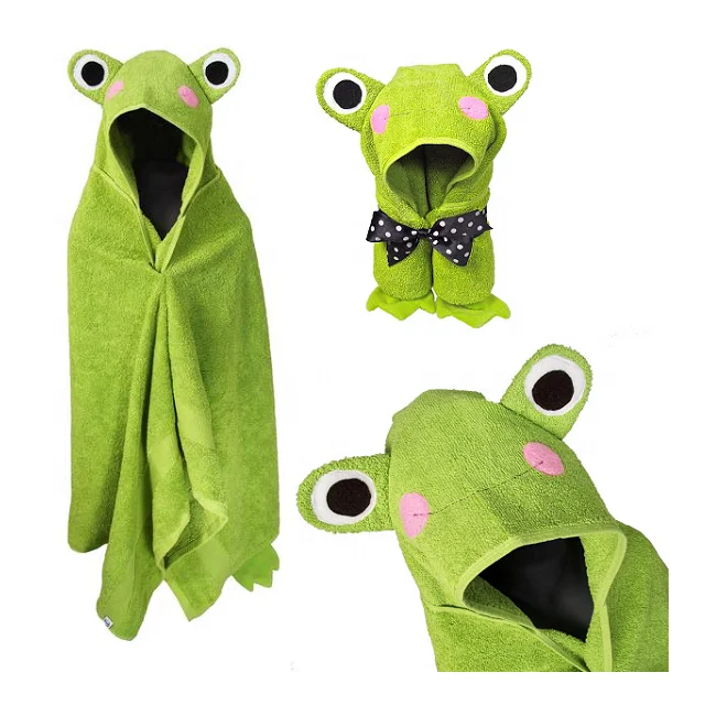 Bright Green Color Frog Face Hooded New Born Baby And Toddler Towels Buy Baby Bath Towels