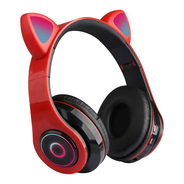 

Shenzhen Top One Electronics Lucky Cat Cute Girls Colorful Lighting LED light Cat Ears Foldable Blue tooth Wireless Headphones