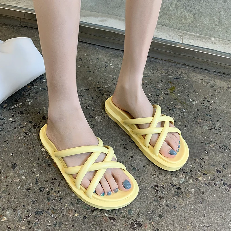 

New Arrivals Woman's Wholesale Flat Sandals Casual Fashion Shoes Club Dresses Jelly Sandals Shoes Lace Up Candy Slides Slippers