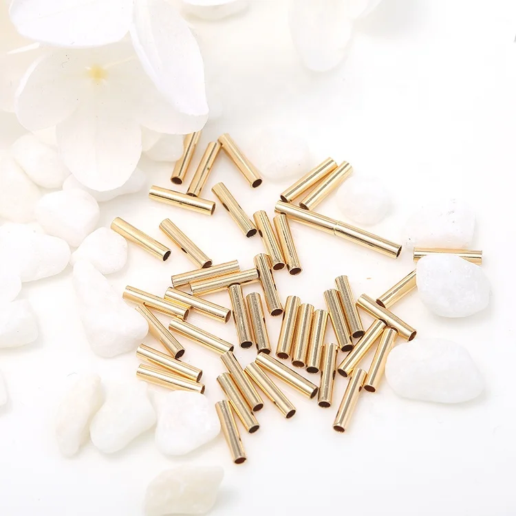 

Factory Wholesale 14K Gold Plated Straight Tube Copper Beads for Jewelry Making