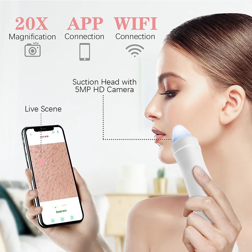 

Comedone Pimple Extractor Wifi Microscope Camera Vacuum Blackhead Remover Cleaner Visual Meter