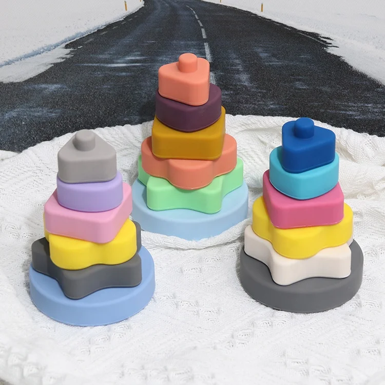 

Hot Sale BPA Free Silicone Colorful Stacker -- Creative Educational Toys Stacking Game