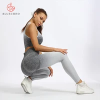 

Hot selling seamless gym wear high waist fitness clothing Ombre womens yoga set