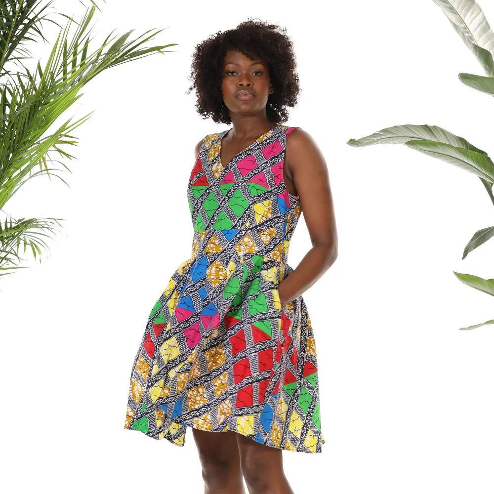 

2021 Spring Wholesales Kitenge Printed sleeveless African Dress Women Club Sexy Dress Casual Dress, Customized color