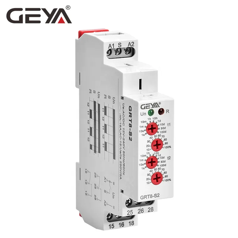 

GEYA GRT8-S Din Rail Modular Cycle Delay Time Delay Relay 16A 2SPDT Cycler Relay Repeat Timer 12V DC