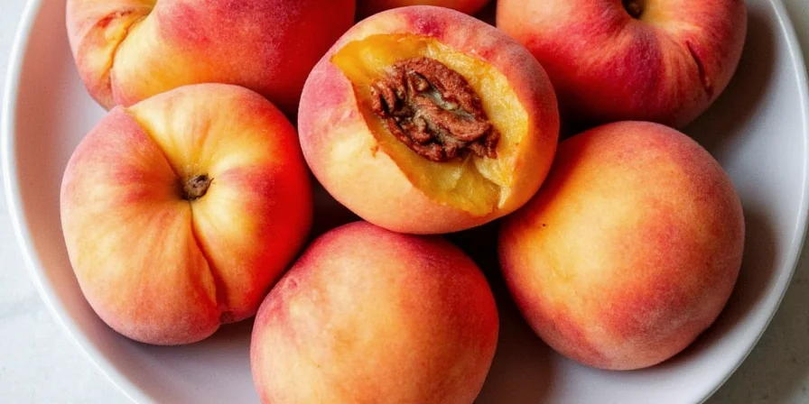 Plated spiced peaches with various toppings
