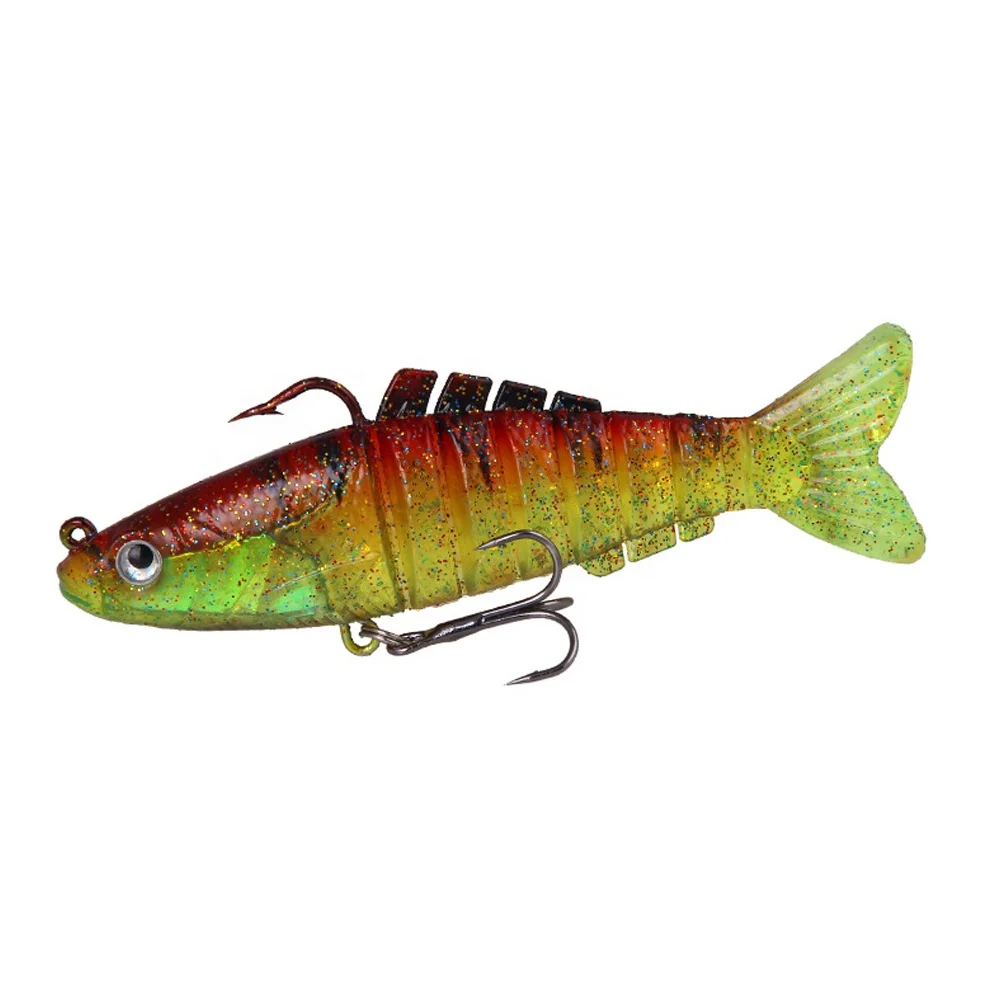 

Leading vivid swimming action 16g 9cm multi-section soft fishing lure with Treble Hook, 8 colors jigging