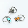 ASTM F136 Titanium Beaded Couture CBR Captive Ring with Bezel Set Opal and CZ Gem Bubble Cluster