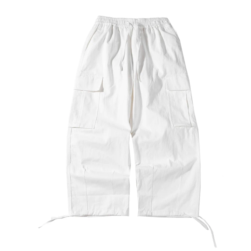 

2020 Multi-color plain cargo pants adjustable leg opening straight wide leg slacks