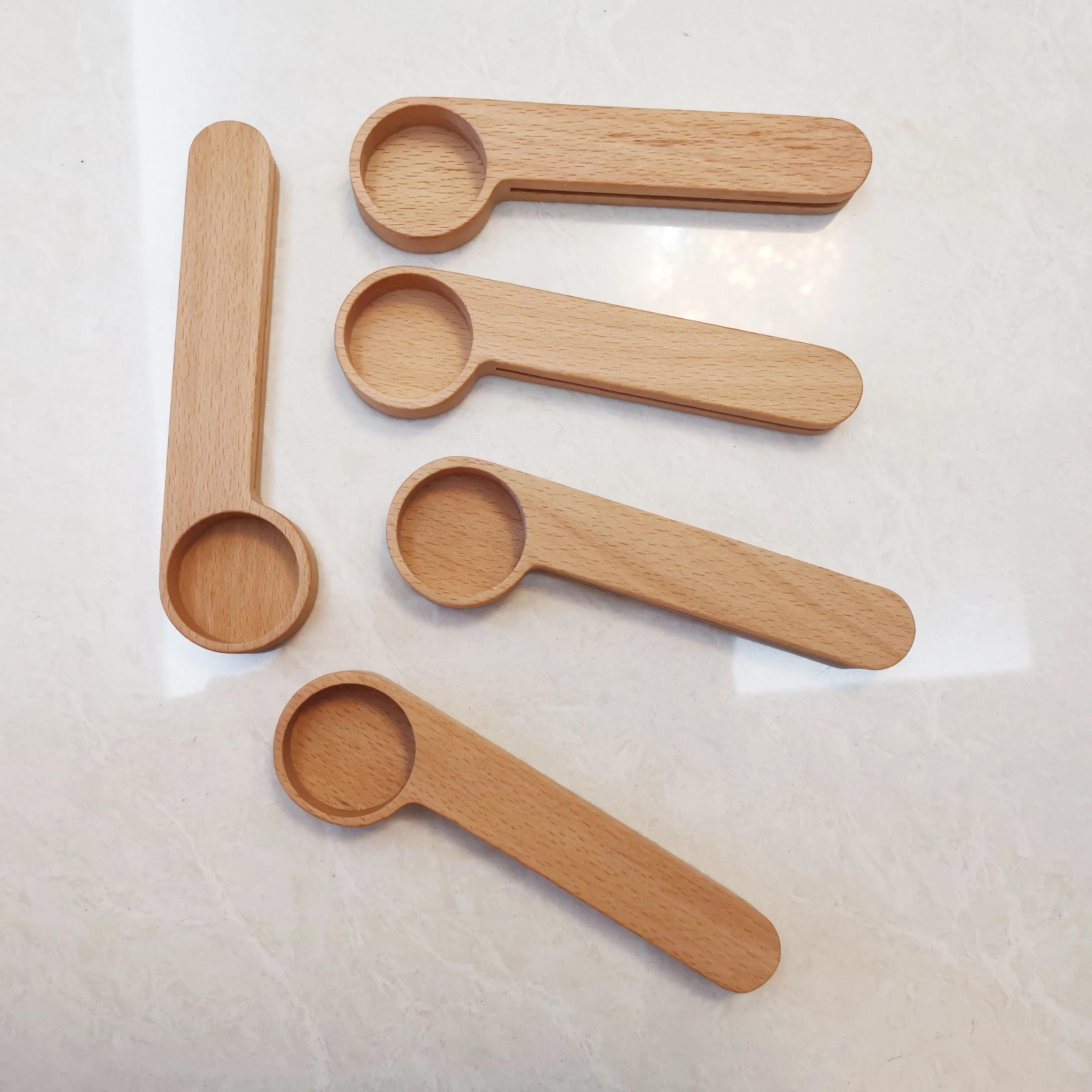 

100% Natural Beech Wood Coffee Scoop With Clip